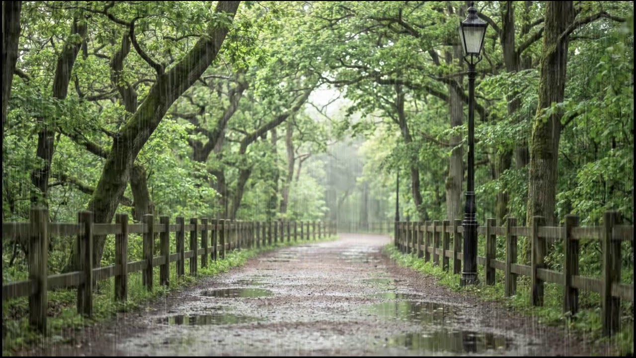 Rain Drizzling Over Green Leaves | Tranquil Forest Ambience for Sleep