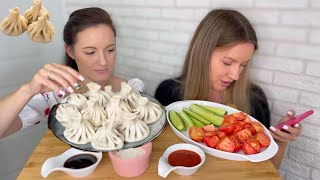 МУКБАНГ ХИНКАЛИ ОВОЩИ ОСТРЫЙ СОУС НАРШАРАБ MUKBANG KHINKALI VEGETABLES HOT SAUCE NARSHARAB