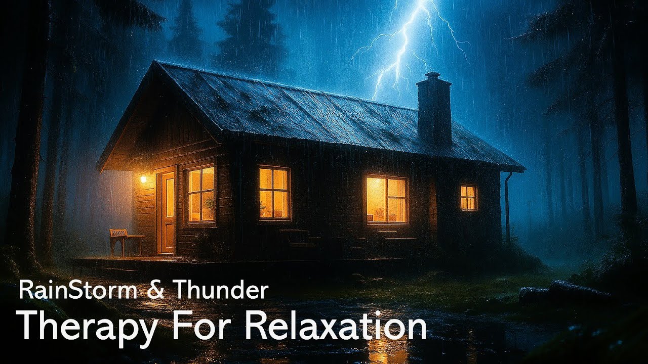 🌧️ Heavy Rain & Thunderstorm at Night | Cozy Cabin Ambience for Deep ...