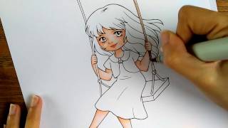 How to color with Copic markers - Swing Girl Speed Coloring