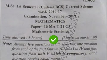 2019 Mdu MSc Mathematics 1st Sem Mathematic Statistics Question Paper