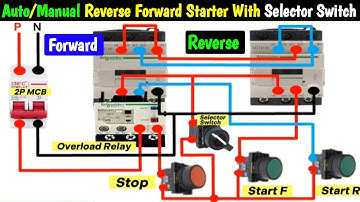 Auto/Manual Reverse Forward Starter Control Wiring With Selector Switch @MianElectric