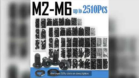 2510p Hex Hexagon Socket Button Head Screw Kit M2 M2.5 M3 M4 M5 M6 Black 10.9 Grade Allen Screws Bol