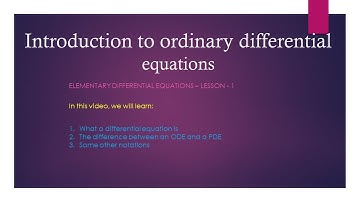 Introduction to differential equations - Lesson-1