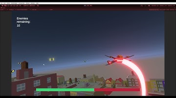 My Unity prototype - Spaceship flight simulation, Health UI, City environment (BulletHellGameJam)