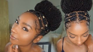 How to| Sleek Bun Tutorial on Short/Medium Natural Hair w/ Kinky Hair Clip ins| Alicia Keys Inspired