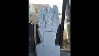 Ангел на могилу из белого мрамора, фрезерная резка на чпу станке