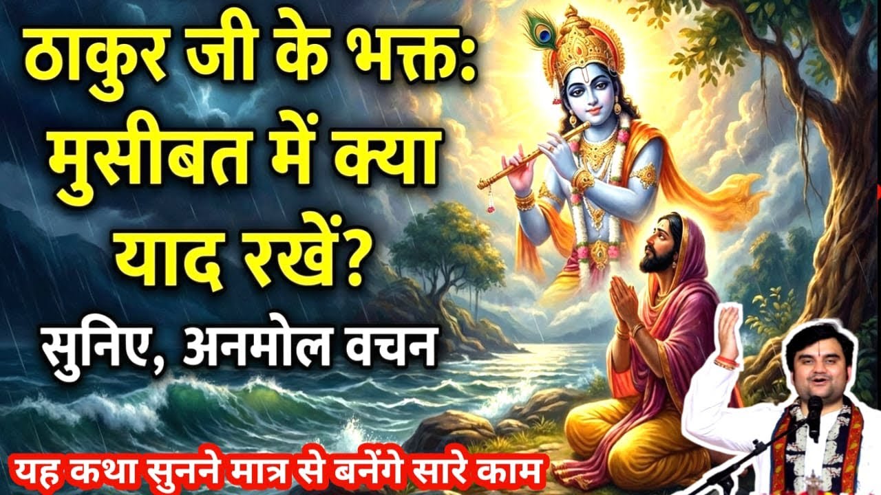 ठाकुर जी के भक्त को मुसीबत पड़ने पर क्या याद रखना चाहिए सुनिए#indreshji #krishnakatha #bhagwatkatha 