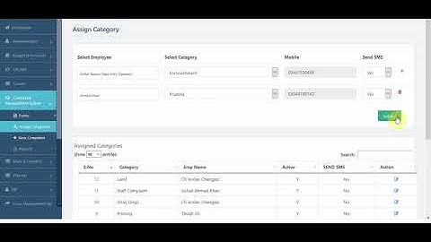 Complaint Management System - User Video Tutorial 1 - Assign Categories to Employees