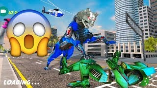 Wolf Robot Transform Helicopter Police Games - Android GameplayFHD screenshot 4