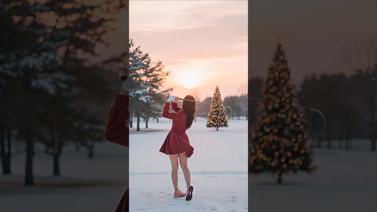 Christmas Golf Fantasy (Red Dress) 🎄 눈밭을 녹이는 산타걸?! 오늘 잠 다 잤네..💋 