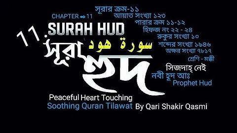 011) ✍♥️ সূরা হুদ | হূদ (سورة هود) Surah Hud | HOOD ♥️✍ Qari Shakir Qasmi Soothing Quran Tilawat