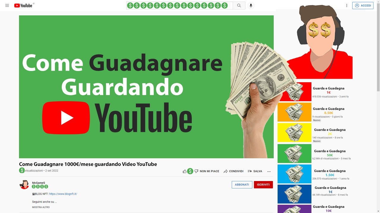 Come Guadagnare Soldi GUARDANDO VIDEO su YouTube - YouTube