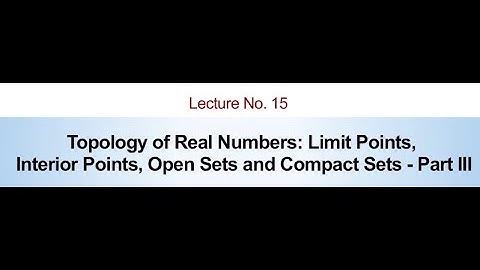 Topology of Real Numbers: Limit Points Interior Points Open Sets... - Part III #swayamprabha #CH38SP