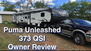 Puma 373 QSI Toyhauler Camper hauling a RZR Polaris Owner Review