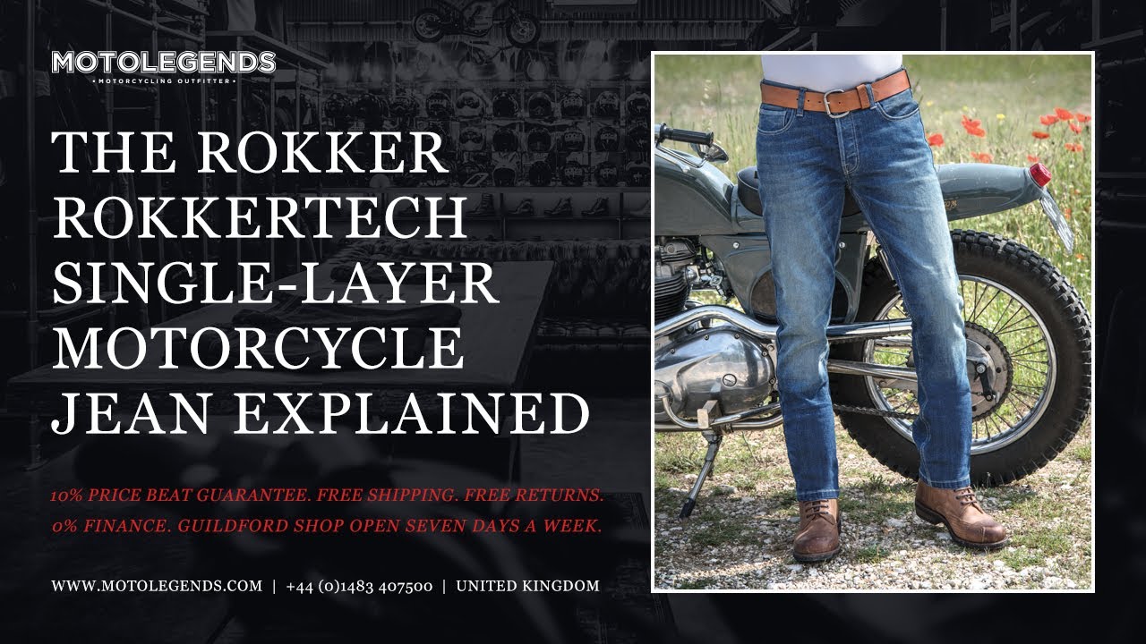 Rokker Rokkertech single-layer motorcycle jeans explained - YouTube