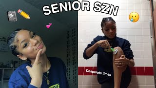 stayed up until 2am first day of senior year + grwm school bathroom