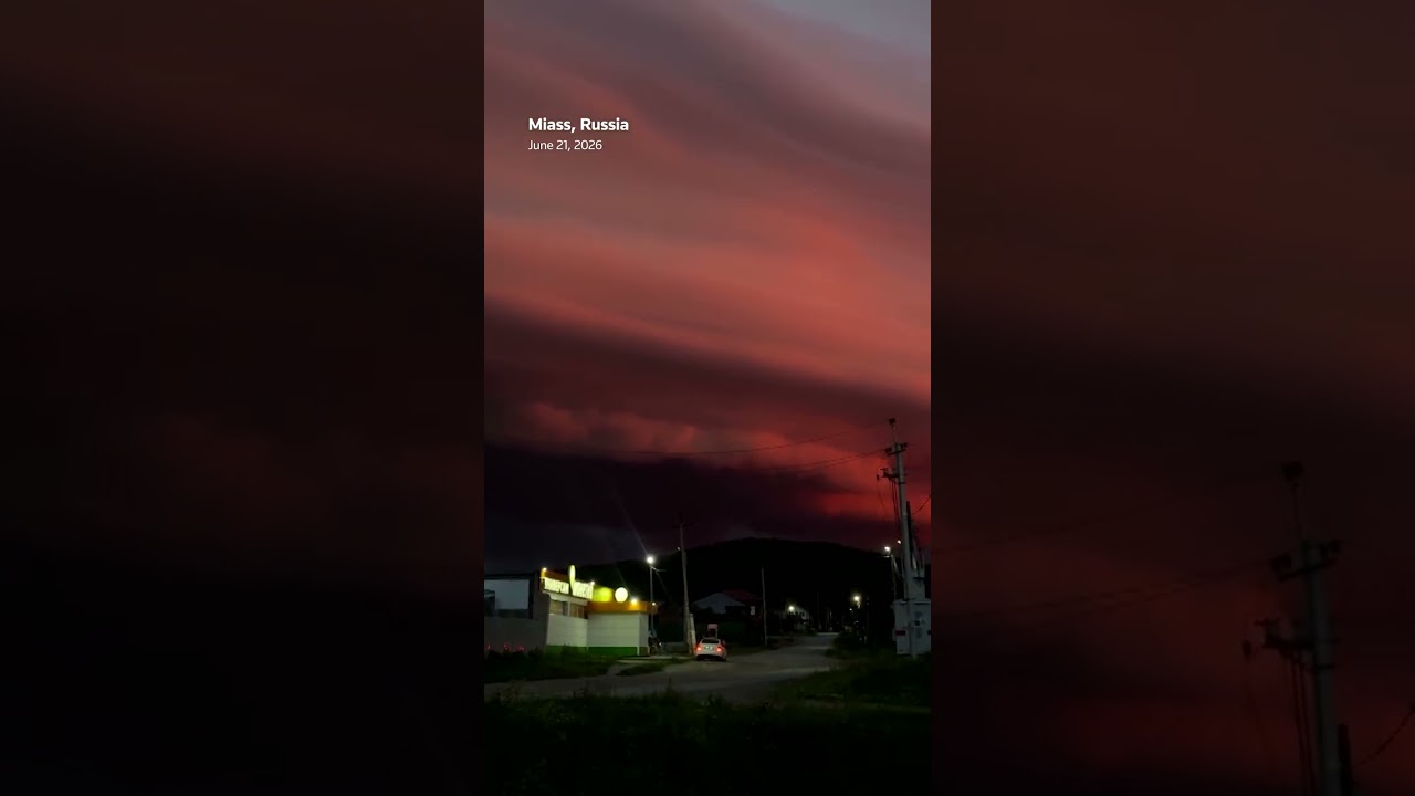 Skies glow red over Russia's Chelyabinsk as storms hit