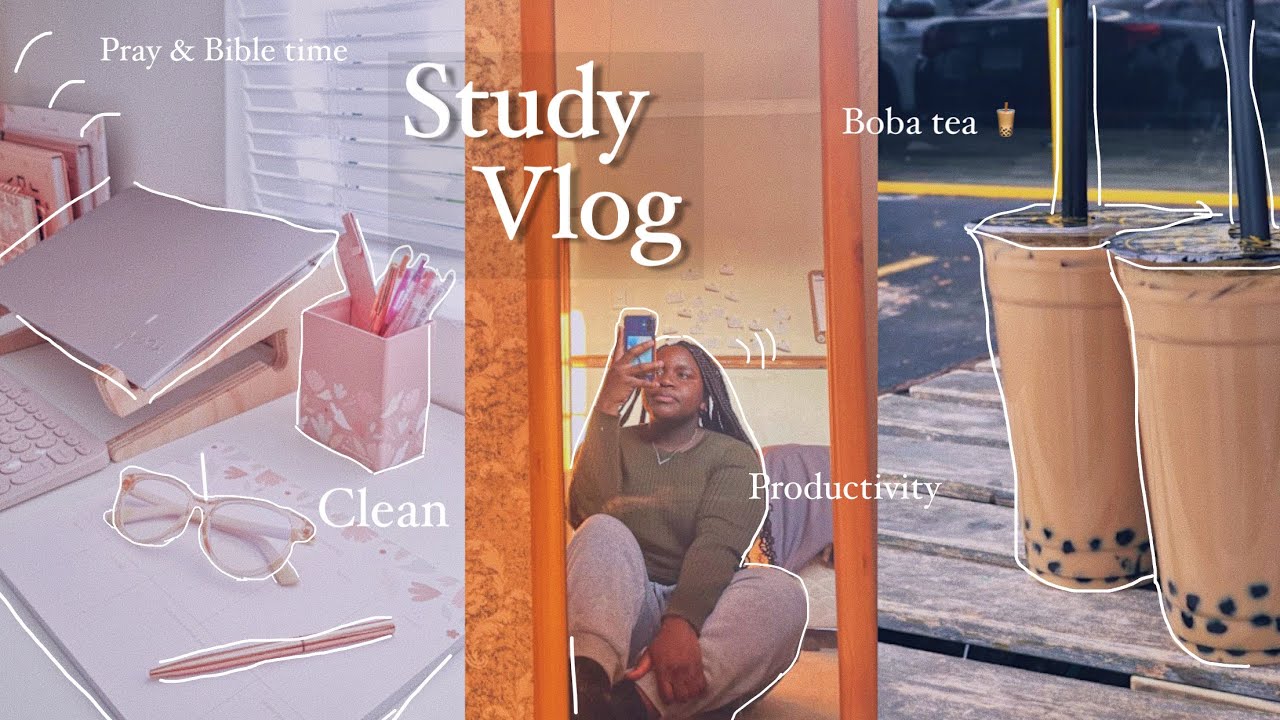 Study Vlog || Productive day in my life | Boba tea | Bible time ...