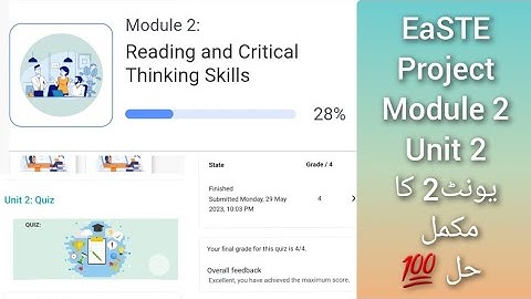 Unit 2 | Module 2 | Complete solution | 20+ Quiz Questions | EaSTE Traning |QAED Project|PST Traning