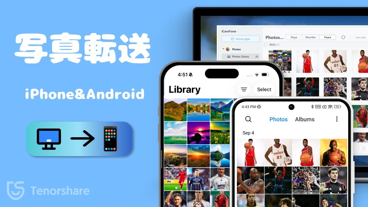パソコンからスマホに写真　転送