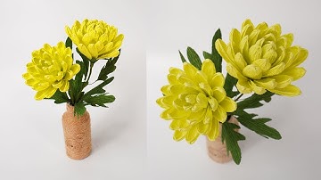 Hướng Dẫn Làm Hoa Cúc Đại Đóa Từ  Giấy Nhún Cực Dễ - ColorHand DiY