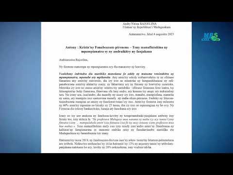 NY VAOVAO MBS ALAKAMISY 14 AOGOSITRA 2025