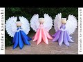 DIY kanzashi angyal készítése 04-20 / Kanzashi angel - Christmas angel/ szatén angyal készítése