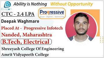 Congrats, Deepak | Selected in Progressive Infotech | 2.4 LPA| ELECTRICAL ENGINEER, PoY 2021| Nanded