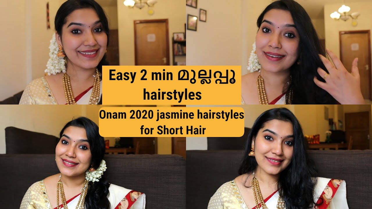 Onam Hairstyles 2020 | Easy Jasmine Hairstyles for Short Hair | 7 Different  മുല്ലപ്പൂ Hairstyles - YouTube
