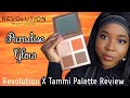 REVOLUTION X TAMMI PARADISE GLOW FACE PALETTE REVIEW, SWATCHES &amp; DEMO ON DARK SKIN|Tropical Twilight