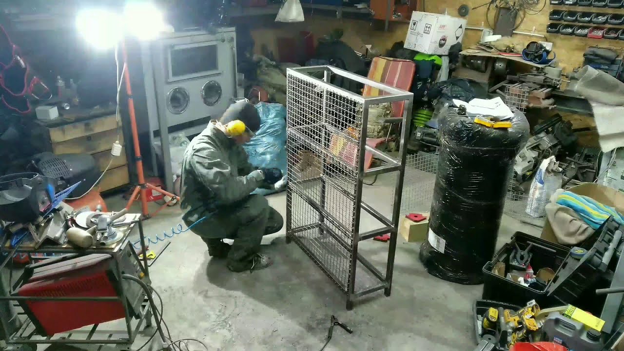 Regał loft industrial siatka karbowana sklejka time lapse