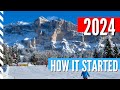 New year fresh powder epic ski day in the dolomites on the first day of 2024