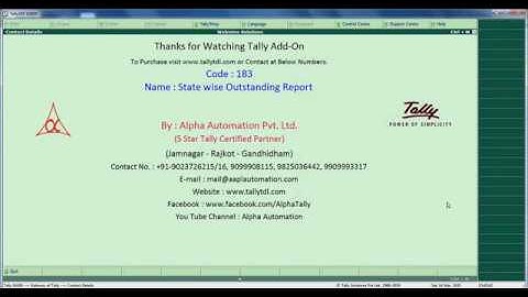 Tally Add On :State wise Outstanding Report in Tally.ERP9 software.