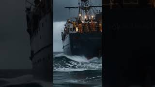 "Stormy Sea Adventure: Crew Struggles with Rough Waves and Heavy Rain"