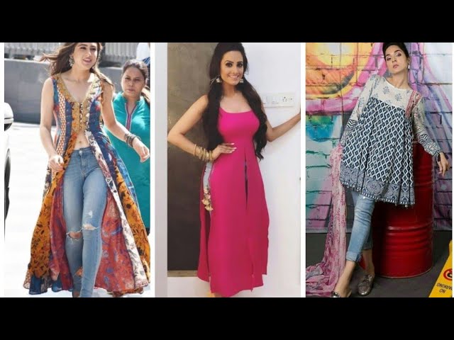 Long kurti with jeans || Long kurti style with jeans || Trendy kurti -  YouTube