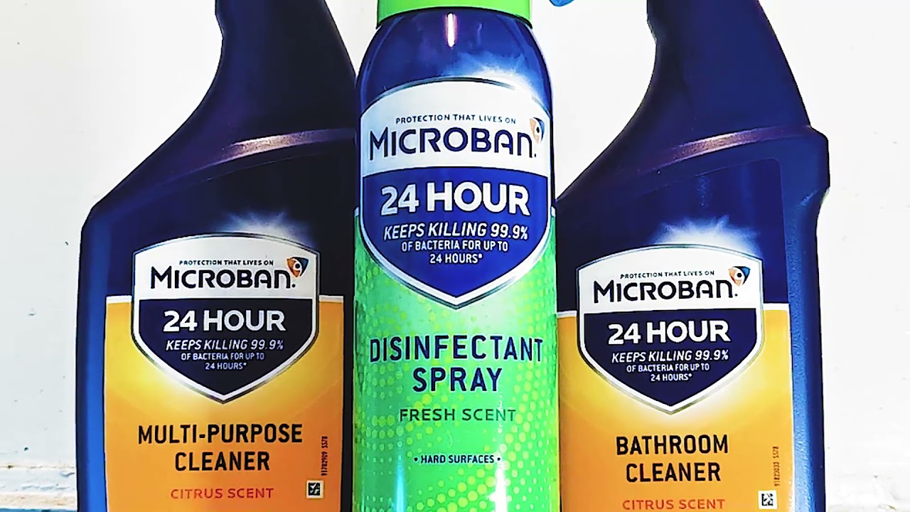 Microban 24 Hour Multipurpose Cleaner, Bathroom Cleaner & Disinfectant Spray YouTube