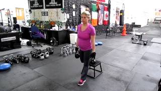 Split squat with kettlebells using 12 in plyo box