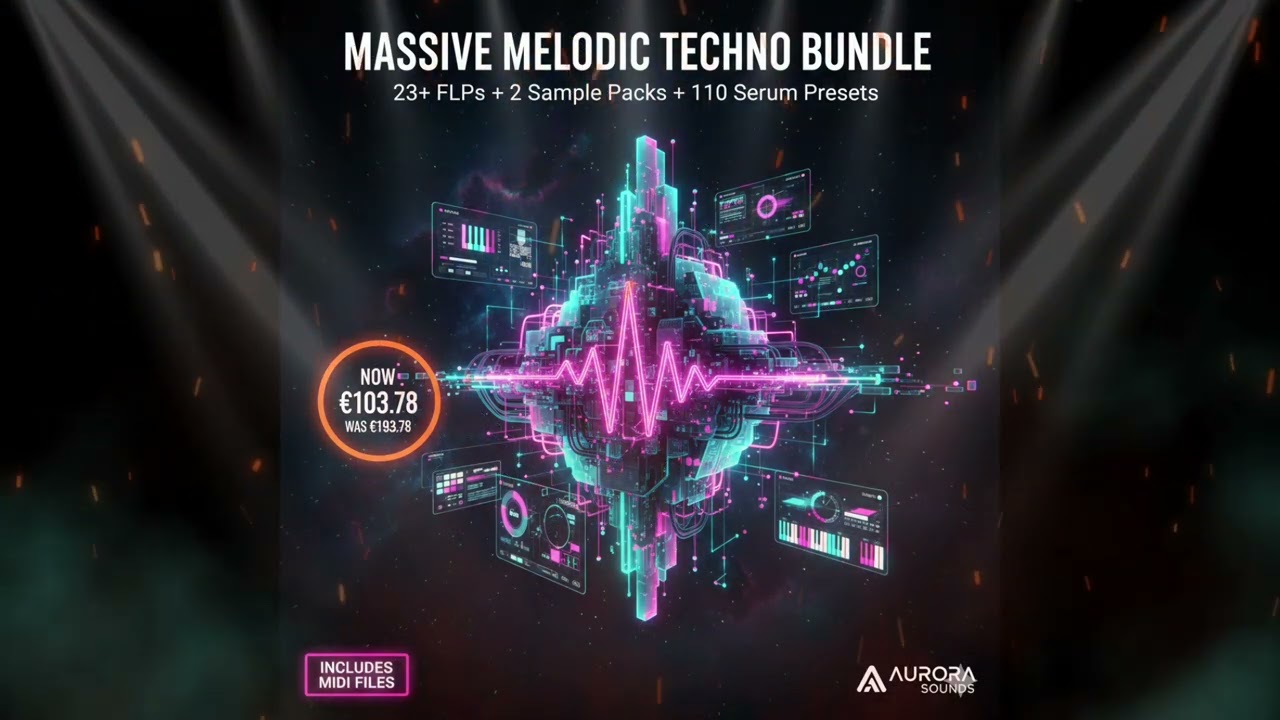 Massive Melodic Techno Bundle – 23+ FLPs + 2 Sample Packs + 110 Serum Presets | Now €103 (Was €193 )