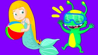 Groovy el marciano & Phoebe | La sirena quiere jugar a la pelota con los niños | Dibujos educativos