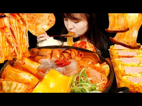 ASMR（料理と食事）スパイシーソーセージシチュー、スパム卵ロール。 MUKBANG | bokyoung ASMR