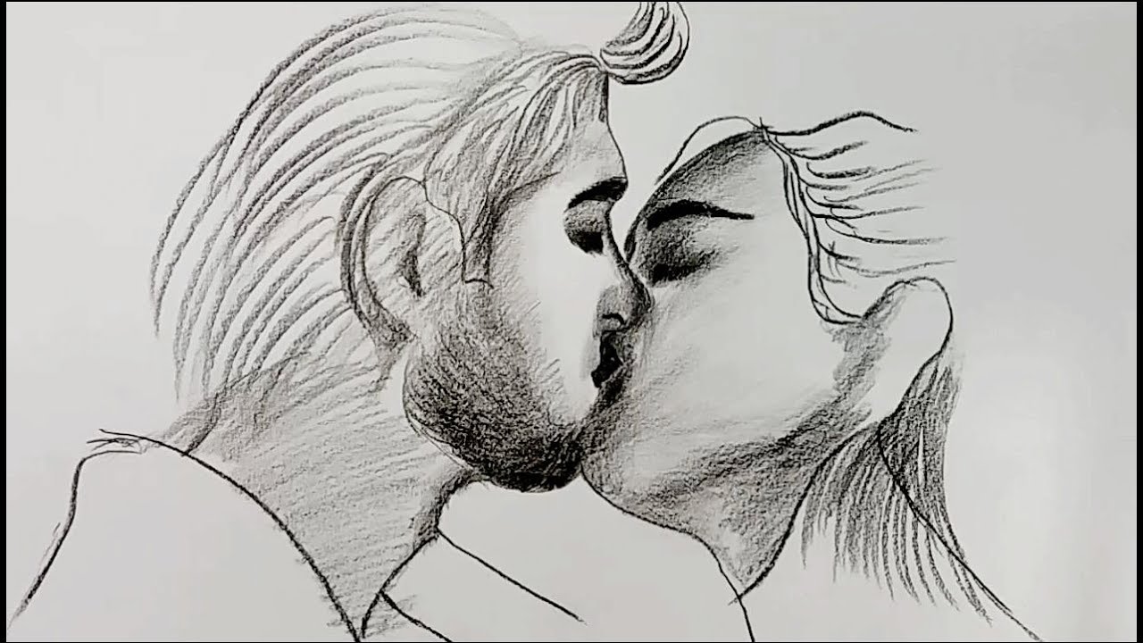How To Draw Love Kissing Drawing Kiss Love Youtube