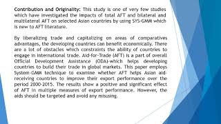 The Impact of AFT on Export Performance of Selected Asian Developing Countries  ADPR 54 253 261