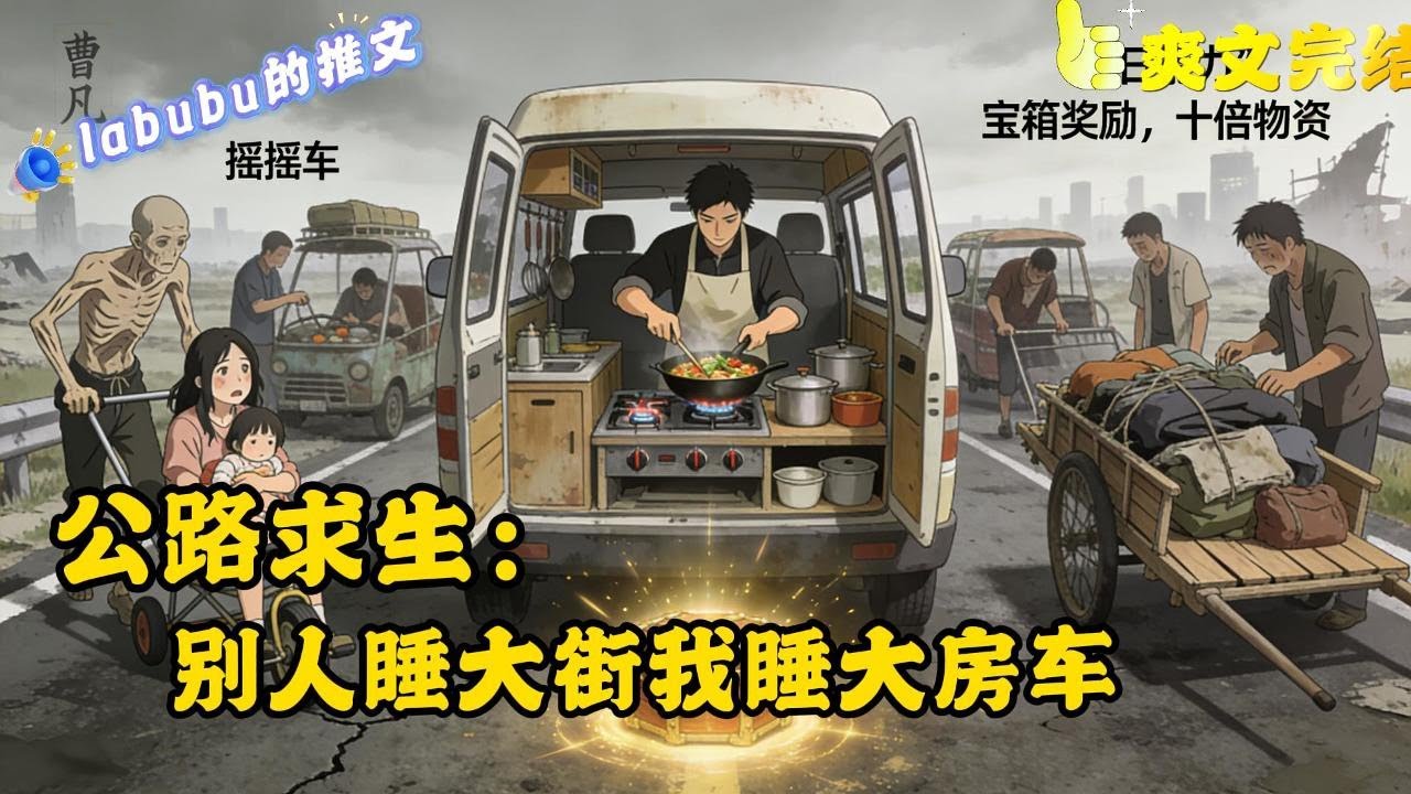 完结：我来到公路求生。在别人的载具是摇摇车、独轮车、木板车的时候。我拥有唯一一辆面包车。别人为了吃穿担忧的时候，我曹凡已经吃上了三菜一汤。 叮！今日能力，宝箱奖励，十倍物资！ 