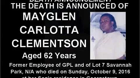 Death Announcement - Mayglen Carlotta Clementson