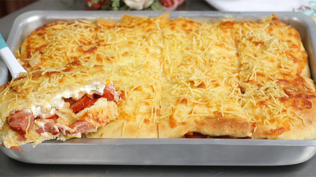 CACHORRO-QUENTE DE FORNO COM MASSA DE PÃO FOFINHO - TORTA SALGADA MARAVILHOSA DE SALSICHA