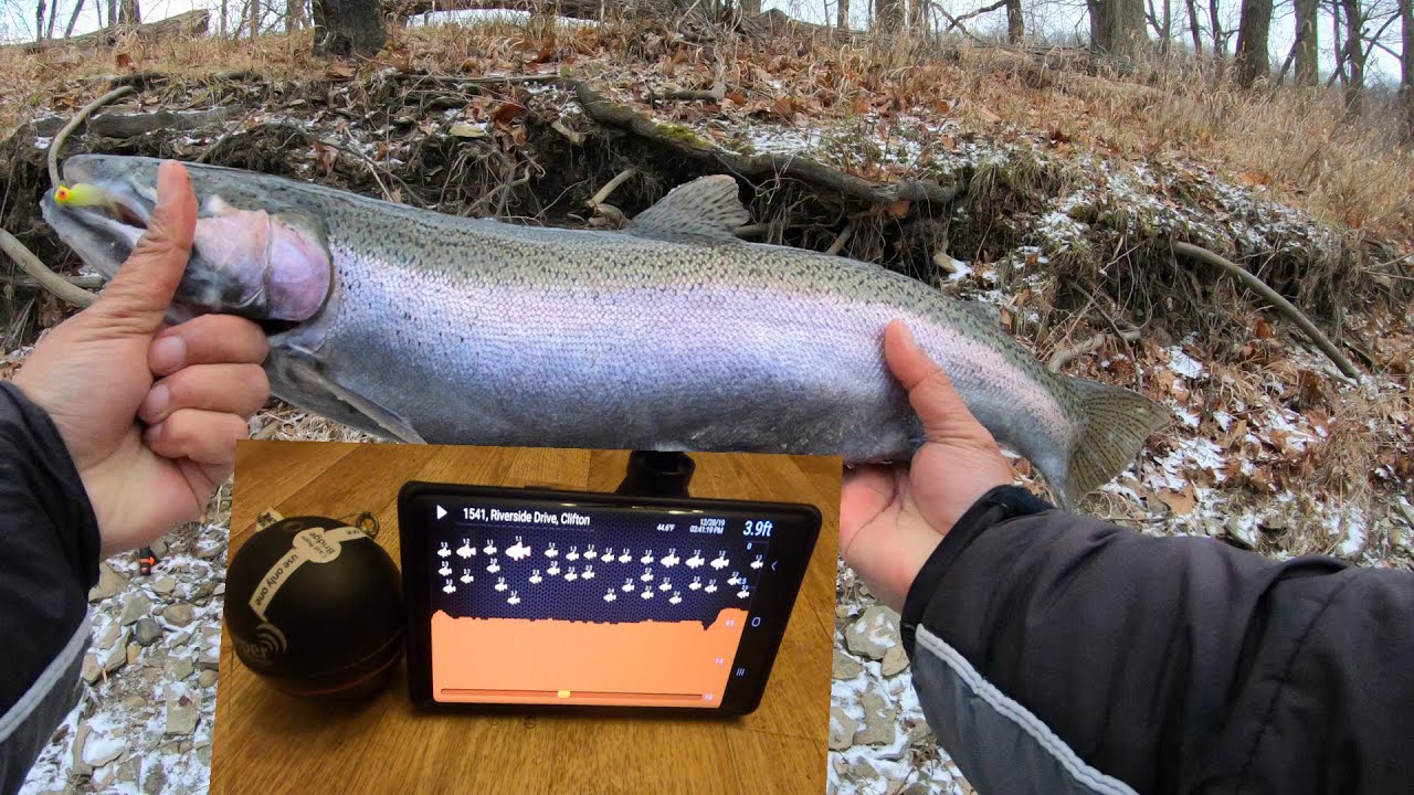 Rocky River, Oh, Winter Steelhead Fishing Using Deeper Sonar Catching huge steelheads.