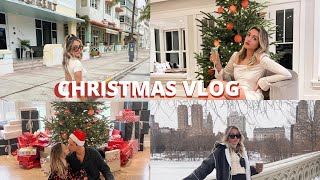 CHRISTMAS VLOG! Visiting family in Miami/BOCA, New York, PA, open gifts, sledding &amp; snowman, baking