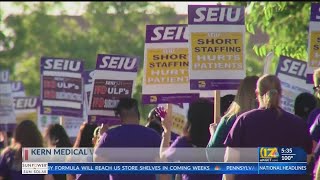 Kern Medical Center workers form picket line to bring attention to staffing shortages