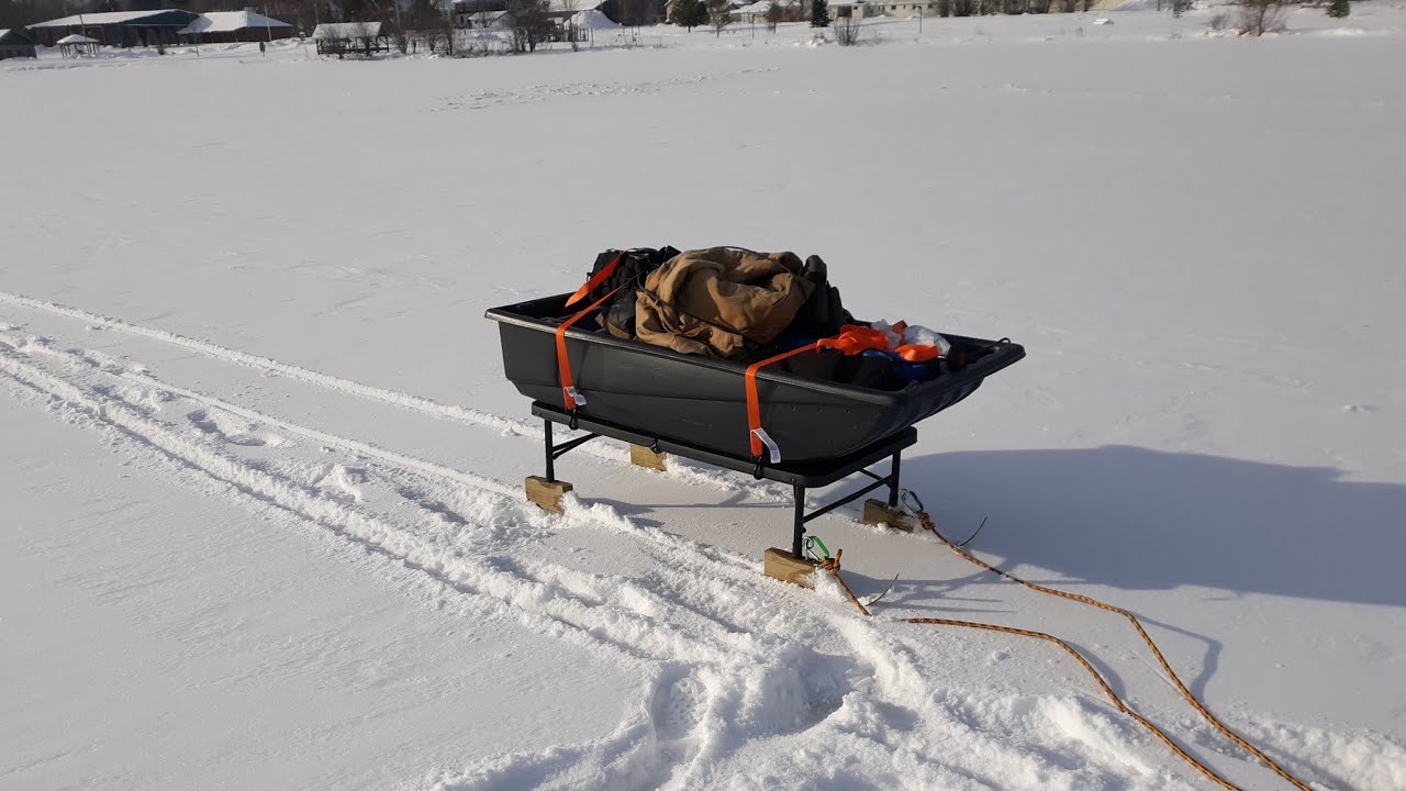 Building a new kind of ice fishing sled. 
